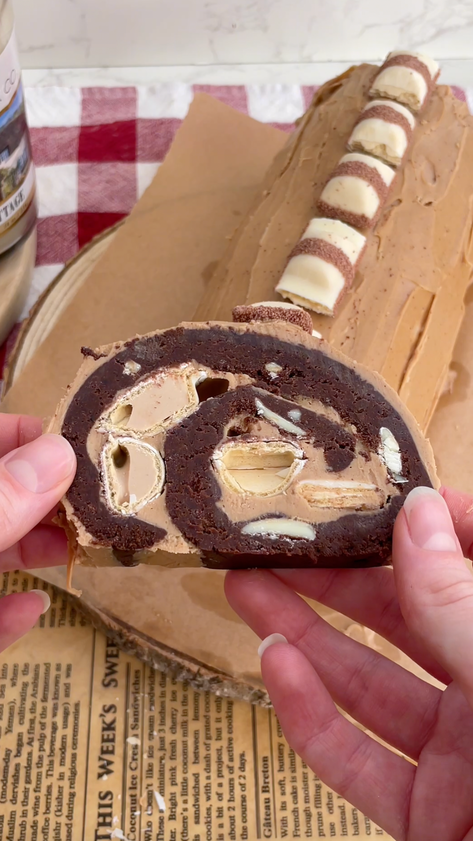 Kinder Bueno Brownie Yule Log Recipe