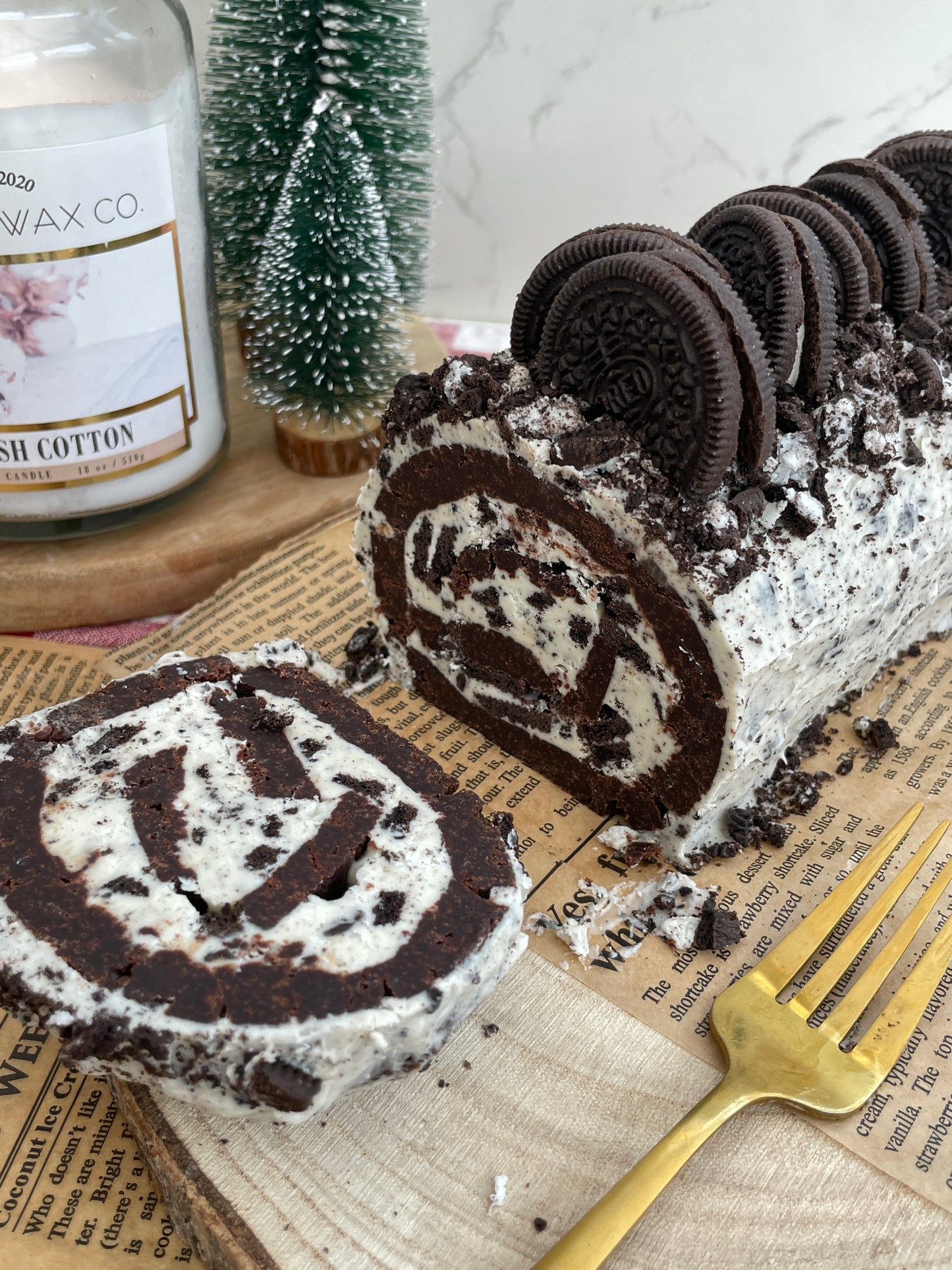 Oreo Brownie Yule Log Recipe