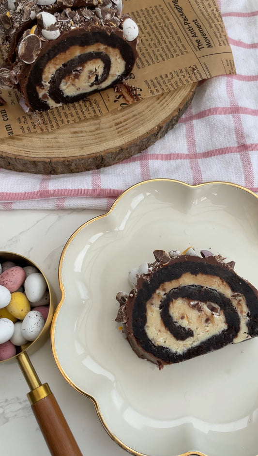 Mini Egg Brownie Yule Log Recipe