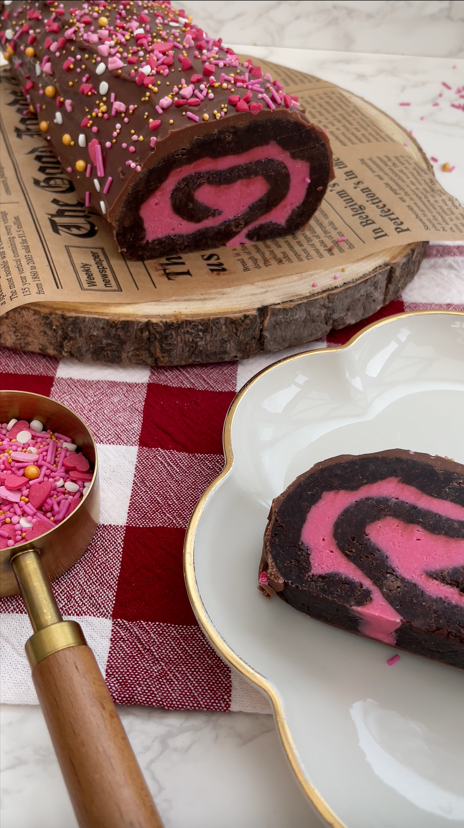 Valentines Brownie Yule Log