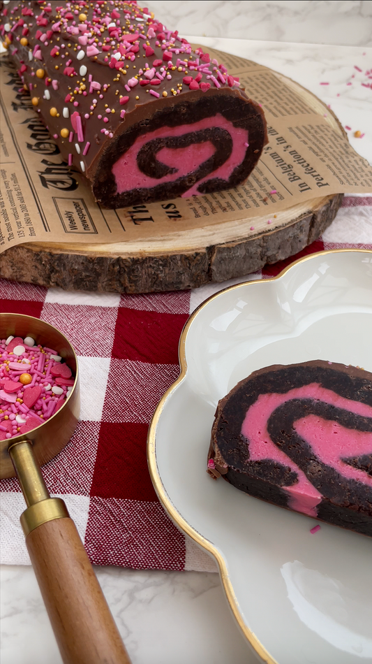 Valentines Brownie Yule Log
