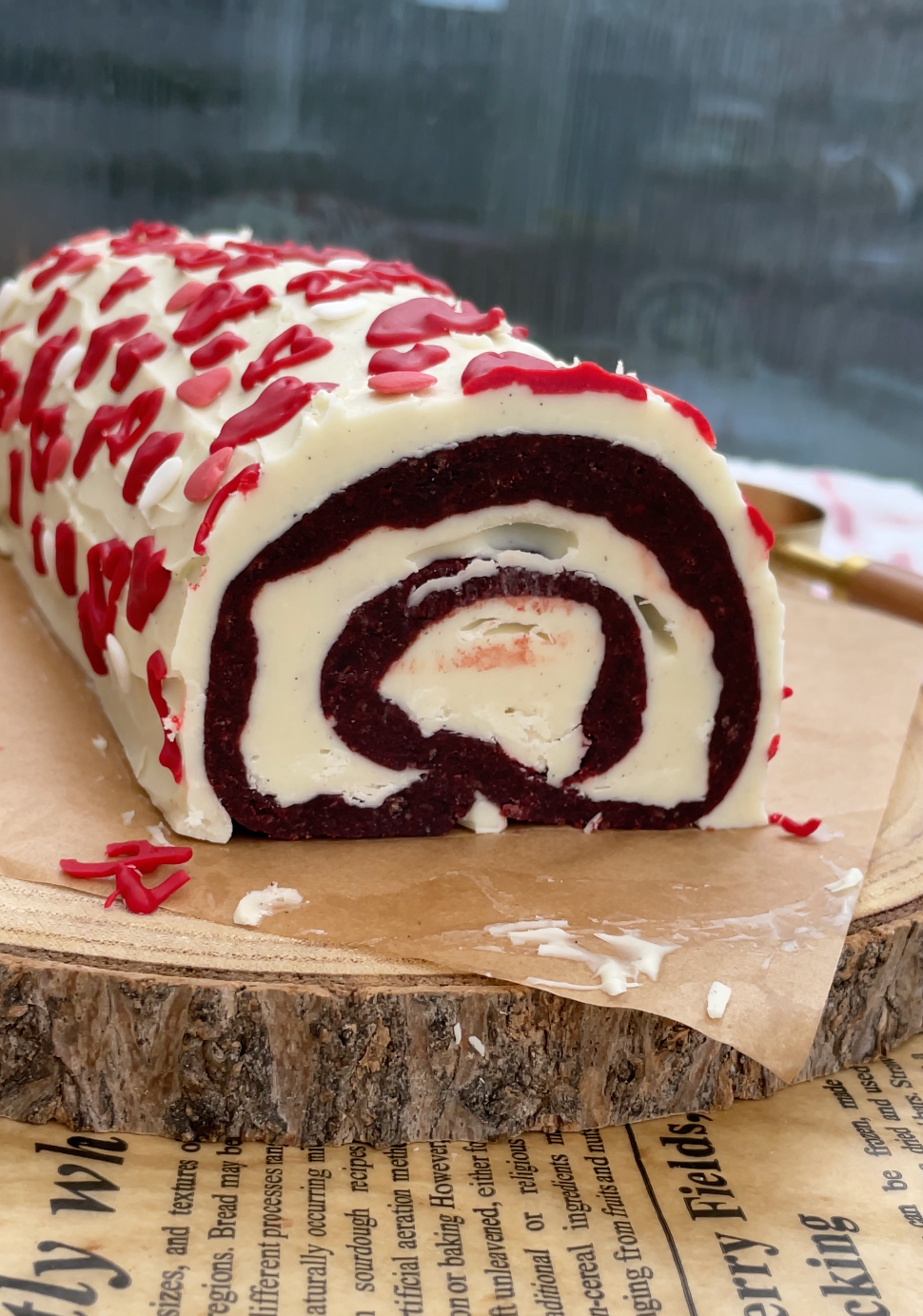 Valentines Red Velvet Brownie Yule Log Recipe