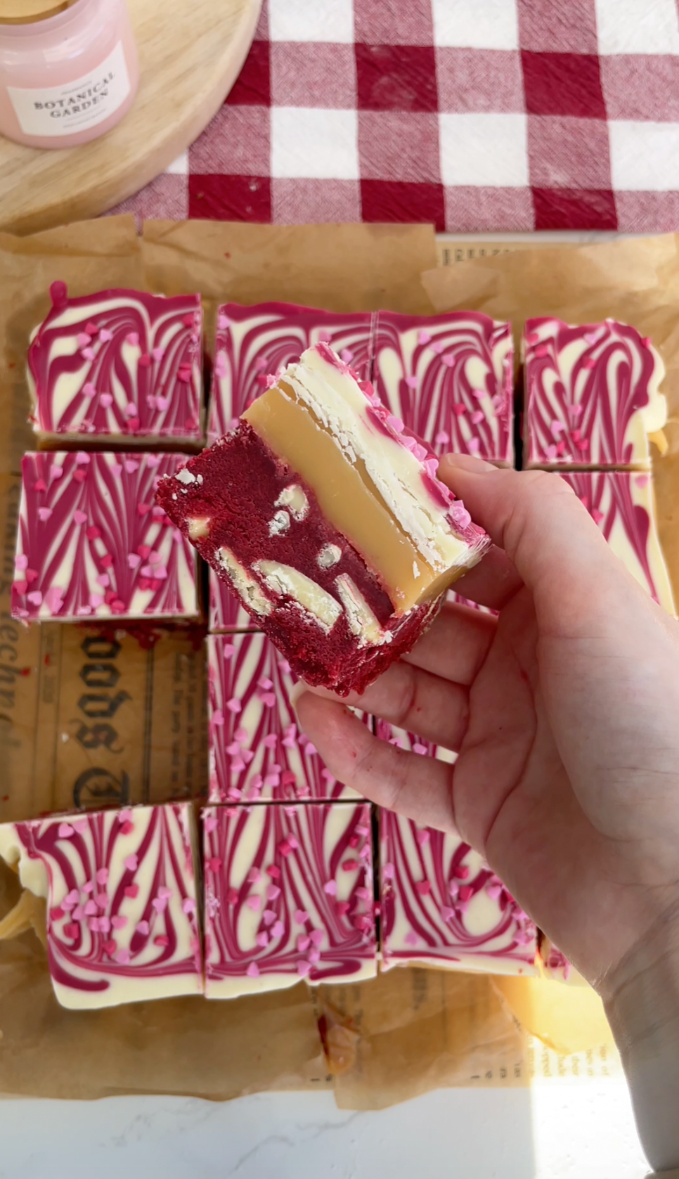 Valentines Red Velvet Millionaire Cookie Bars Recipe