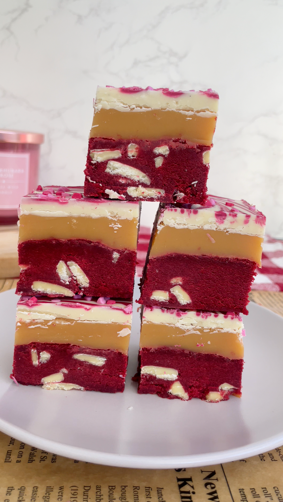 Valentines Red Velvet Millionaire Cookie Bars Recipe